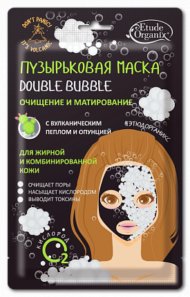 Маска для лица тканевая пузырьковая Double Bubble Очищение и матирование