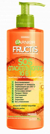 Крем для волос Fructis SOS СПАСАТЕЛЬ 10 в 1 400мл Несмываемый