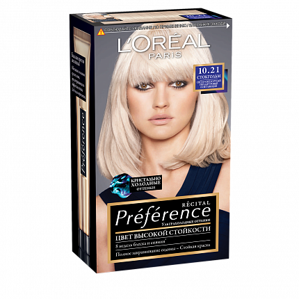 Краска для волос Preferance 10.21 светло-русый перламутровый осветляющий